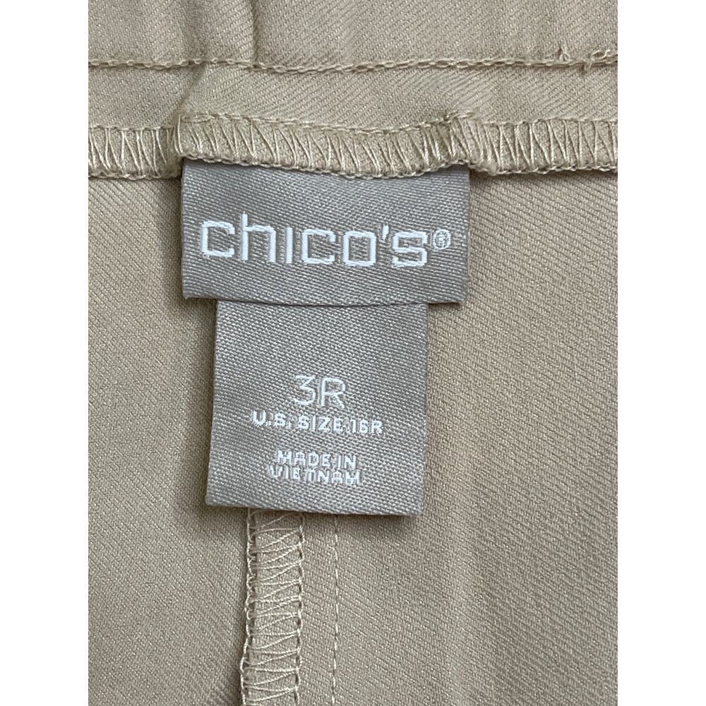 Chico’s pull on tummy control front pockets slim leg tan trouser pants, size 16 - Picture 2 of 13